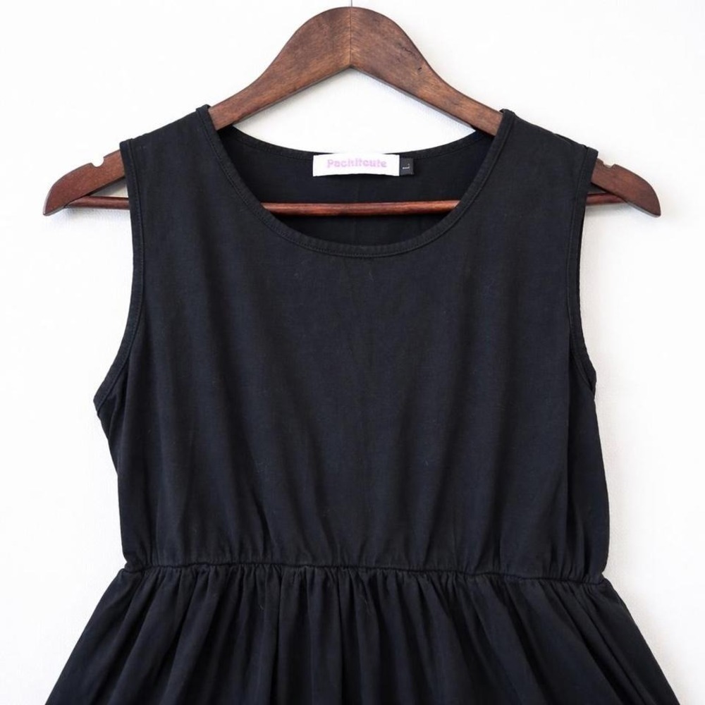 Black gloomy burry babydoll‎ dress with pink embroidery size large 32"L 29" - Picture 3 of 5
